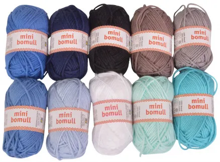 Järbo Minibomull Garnpakke 09 Blå og Grå nyanser 10g - 10 stk - Järbo Minibomull Garnpakke 09 Blå og Grå nyanser