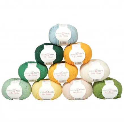 Infinity Hearts Baby Merino Garnpakke 14 Nyansene av Grønn og Gul - 10 stk - Infinity Hearts Baby Merino Garnpakke 14 Nyansene av Grønn og Gul