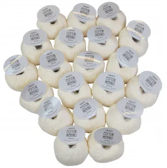 Drops Cotton Merino Garnpakke Ensfarget 01 Naturhvit - 20 stk - Drops Cotton Merino Garnpakke Ensfarget 01 Naturhvit - 20 stk
