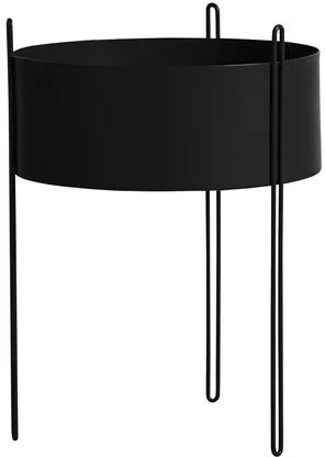 Woud Pidestall Stor Svart Blomsterpotte