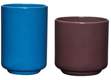 Sett med 2 potter Hübsch Deux Rustrød/Blå
