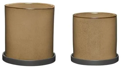 Sett med 2 potter Hübsch Era Beige