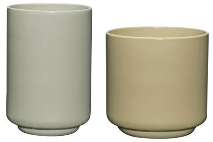 Sett med 2 potter Hübsch Deux Lys grønn/Sand